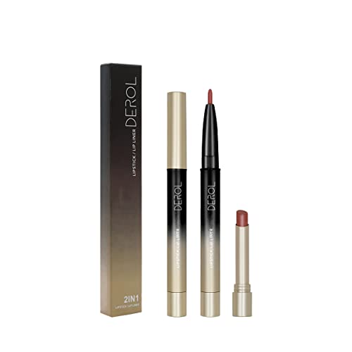 Kissio Lipstick,Lip Liner And Lipstick Set,2-In-1 Pencil,Matte Lipstick,Pigmentation And Long Lasting,Non-Dry,Cruelty Free(02#) #TOP8