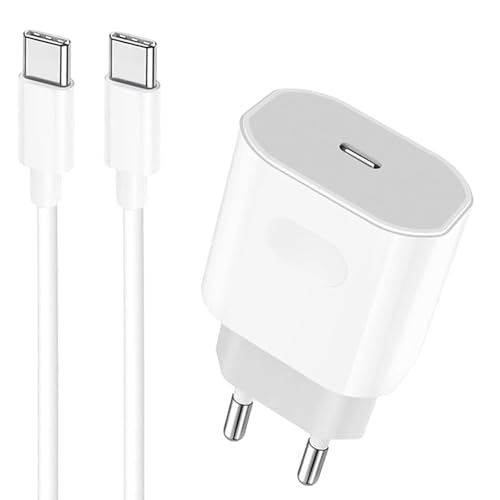 Cargador Carga Rapida para iPhone 17/17 Air/17 Pro/17 Pro Max/16 15 16e/16 15 Pro Max/16 15 Plus/iPad P ro/Air, 20W USBC Charger Enchufe Rapido Cabezal Adaptador con 2M Cable