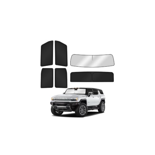 Image of Canvcle Window Shades for 2022-2026 GMC Hummer EV Pickup Accessories Windshield Sun Shade Side Rear Window Covers Sunshade Sun Shield Privacy Protection for Camping Keep Car Cool Black 6PCS(Not SUV)