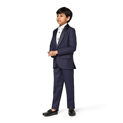 Image of TAHVO Boys Cotton Blend Solid Bandhgala Regular Fit Blazer