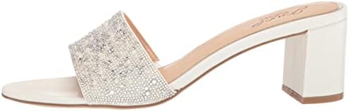 Jewel Badgley Mischka Della Glitter Block Heel Mules White | Image 7