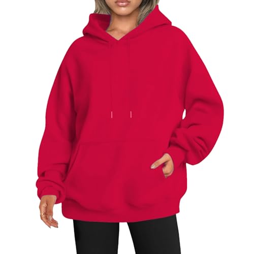 Soft Hoodies for Women Womens Oversized Hoodies Sweatshirts Fall Fashion Pullover Winter Clothes Red Large