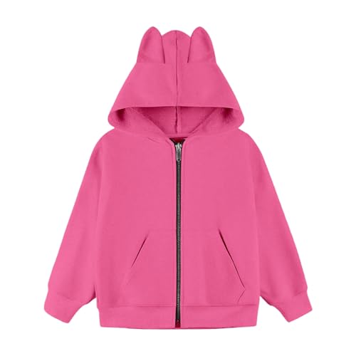 Girls Boys Zip up Hoodies Athletic Jacket with Ear Hoodie Toddler Kids Solid Color Long Sleeve Coat School Casual Clothes2