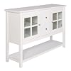 Walker Edison Charlotte Classic Glass Door Storage Buffet 52 Inch White