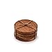 Mango Wood Coasters For Drinks With Iron Holder Stand Set Of 5 For