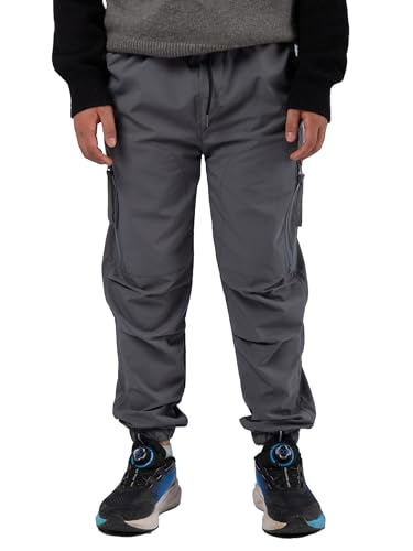 SERENYOU Boys Softshell Pants Cargo Trousers Kids Trekking Joggers Grey 8-9 Years, Size 140