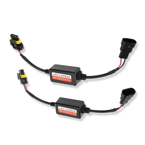 awlbed 2 PCS 9006/HB4 Car Led Light Decoder, IP67 Waterproof Anti-Flicker Radio Audio Led Pulse Signal Propagation Filter Fault Decoder Capacitor, Plug Play Wiring-Free Accessory for Cars (Black)