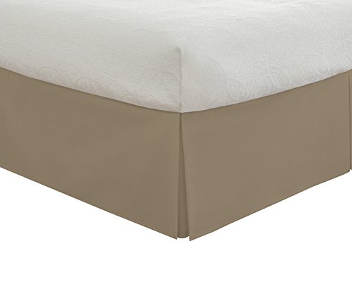 Fresh Ideas Bedding Tailored Bedskirt, Classic 14” Drop Length, Pleated Styling, Queen, Mocha (FRE20114MOCH03)