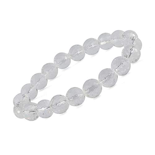 Image of Reiki Crystal Products Certified Natural Crystal Stone Diamond Cut /Faceted 10 mm Beads Bracelet for Men & Women | Reiki Charged Gemstone Jewellery | Multiple Stone Variants Available