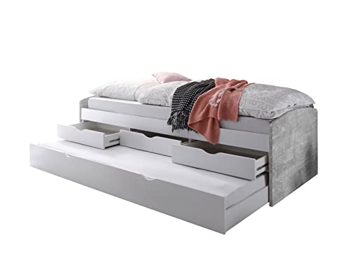 AVANTI TRENDSTORE Nele Bett mit Ausziehfunktion aus Laminat, erhältlich in...