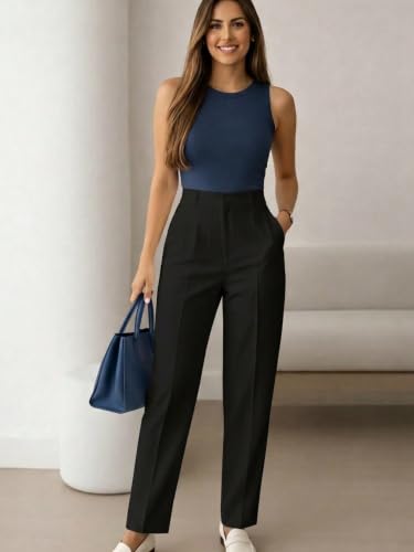 Image of KATECLO Women's Wide Leg Pants | Beige Polyester Trousers | Stylish Korean Clothing | Flared, Straight Fit, Baggy, and Loose Jeggings for Girls and Women