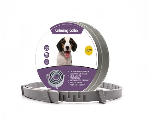 Image of Calming Collar for Dogs, Relieves Anxiety, Adjustable Design, Suitable for All Dogs with Barking, Biting, Scratching, and Insecurity (Gray, 1 Count)