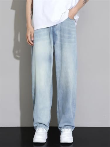 Men's Loose Jeans Straight Wide Leg Embroidered Fashionable Casual Denim Long Pants4