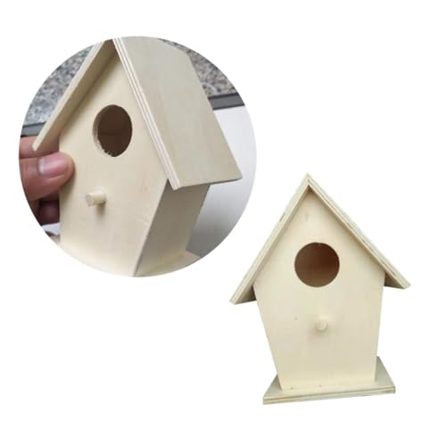 Toyvian Wooden Bird House DIY Kit for Swallows Outdoor Nest Box with Natural Wood Finish Educational Woodcraft for Garden Decoration and Bird Watching