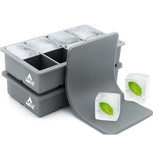 Large ice Cube Moulds (Pack of 2) Reusable BPA-Free Silicone – Easy Release Stackable – Makes Slow Melting 16 Pieces 2 Inch Giant Cubes – Large ice Cube Tray with lid – Cocktails – Baby Food