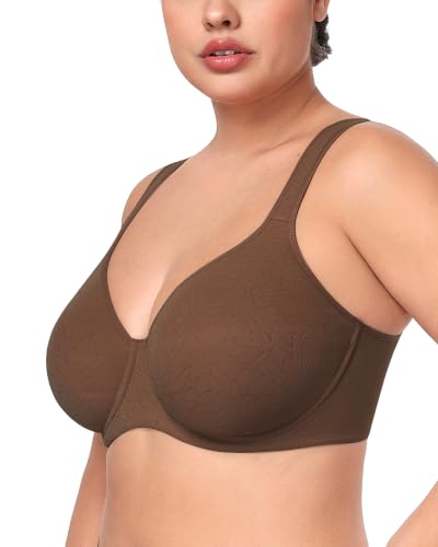 Image of HSIA Minimizer Bras for Women, Full Coverage Underwire T-Shirt Bra, Joan | Plus-size fit, seamless unlined cups, stretch fabric, U-shaped back smoothing, wide cushioned adjustable straps
