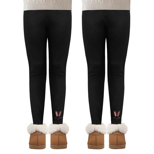 MASOCIO Leggins Felpa Termicos Niña Invierno Leggings Térmicos 2 Pack Mallas Termicas Calentitas Elásticos Largos Pantalon 10-11 Años Negro