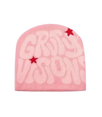 Image of Printed Beanie Hat, Beanies Y2K Winter Hats Streetwear Skull Cap Double-Layer Knitted Beanies Warm Knit Beanie, Hip Hop Streetwear Clothing