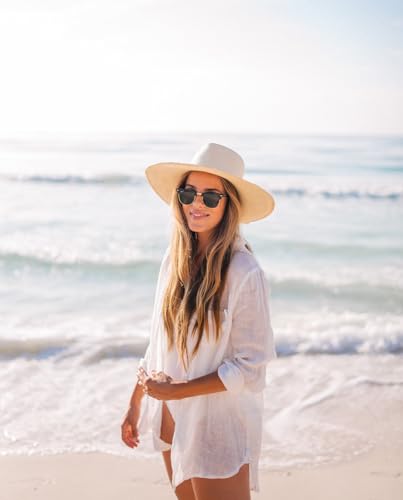 Zoye Chen Women’s Bikini Swimsuit Cover Up Button Down V Neck Shirts Long Sleeve Blouse Beachwear Bathing Suit3