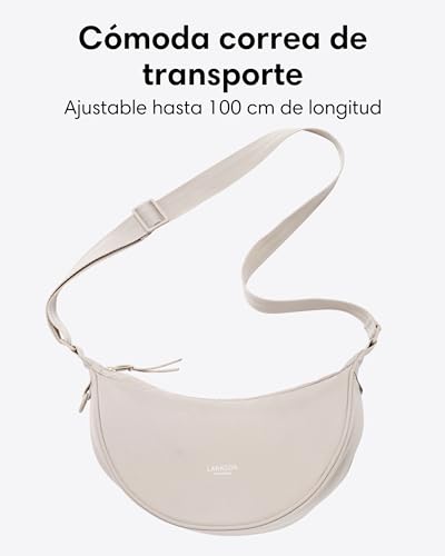 Bolso bandolera mujer beige con compartimentos grandes y correa regulable LARKSON 3