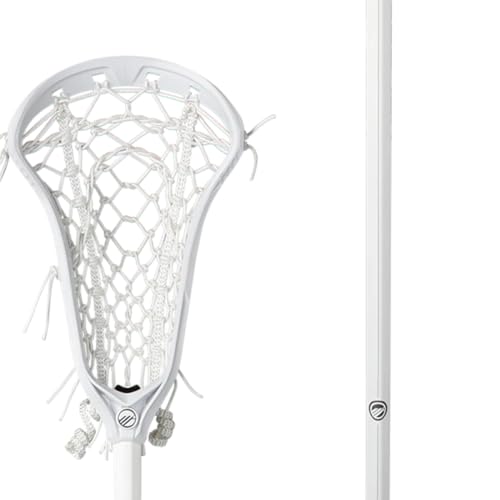 Maverik Sonar HEX Pocket Pocket Composite Complete Women's Lacrosse Stick – Offensive Attack Stick with Recessed Stringing, Tension Lock & Carbon Shaft for Precision Passing & Shooting (WHITE)