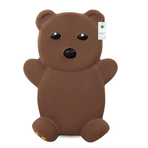 Image of Foodie Puppies Dog Squeaky Chew Latex Rubber Toy - (Brown Flat Beer) for Small Dogs & Puppies | Durable, Soft, Animal Design, Fetch & Chew Safe Play Toy | Reduce Separation Anxiety