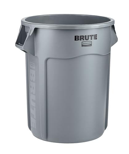 Rubbermaid Commercial Products BRUTE Mülleimer 121L Orange – Schwerlast-Abfallbehälter in Sicherheitsfarbe mit Luftkanälen, robuster Kunststoff für Bauwesen Gastronomie Büro und Lager – 2119308