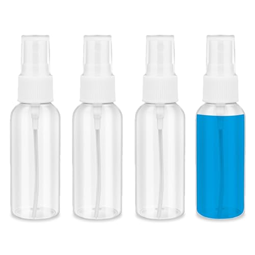 Bipl 4 Stück 50ml Sprühflasche Klein Zerstäuber Transparente Tragbare Kunststoff Spray Bottle für Parfüm Alkohol Pflegeflüssigkeit und Kosmetika in Familienreisen