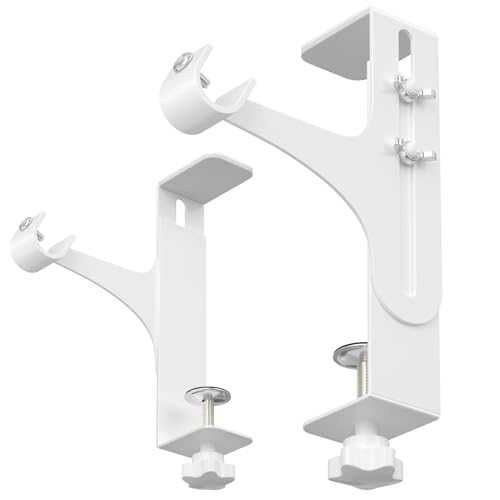 Support Tringle Rideaux sans Percage - Accroche Rideau sans Perçage, Support Tringle Coffre Volet Roulant pour une Hauteur de 14 à 25 cm, Blanc, Pack de 2