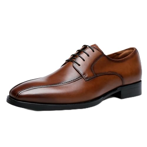 Mens Modern Fashion Dress Oxford Shoes, Pointed Toe Lace-up Business Comfortable Chunky Heel Soft Bottom Casual Work Office Formal Derby Shoes