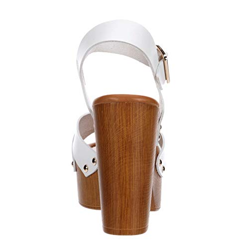 Image of Limelight April Apple - Women's Faux Wooden High Heeled Platform Dress Sandals