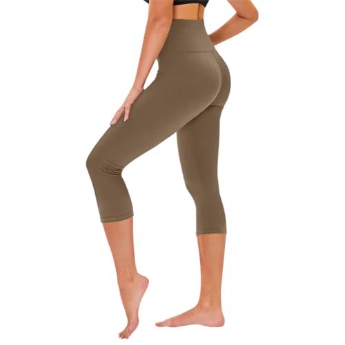 Image of TNNZEET Capri Leggings for Women - Tummy Control High Waisted Soft Yoga Pants for Gym Workout