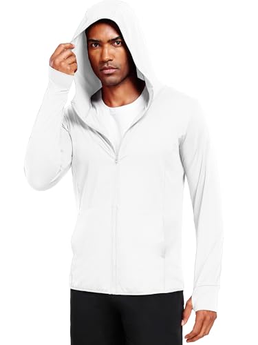 Image of NELEUS Men's Workout Fishing Shirts UPF 50+ Light Jacket Full Zip Sun Protection Long Sleeve Hoodie for Men Hiking