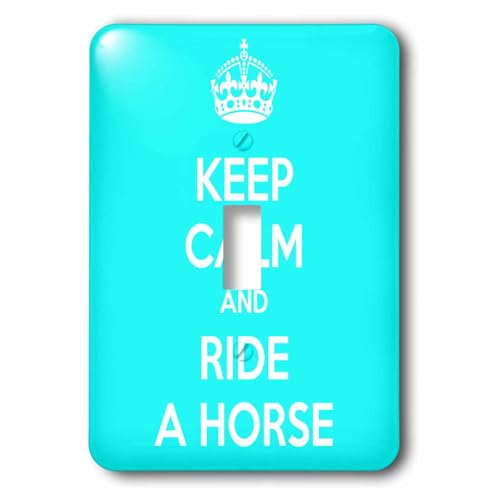 Cache-interrupteur Keep Calm and Ride a Horse turquoise pour chambre cavalier