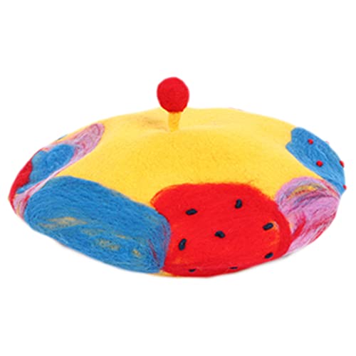 Chapeaux fabriqués en laine colorés pour maman et enfant style artistique