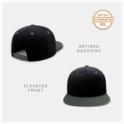 Image of CHOK.LIDS Flat Bill Visor Classic Snapback Hat Blank Adjustable Brim High Top End Trendy Color Style Plain Tone Baseball Cap