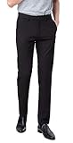 Plaid&Plain Men’s Slim Fit Dress Pants Stretch Dress Pants 8101Black 27X28