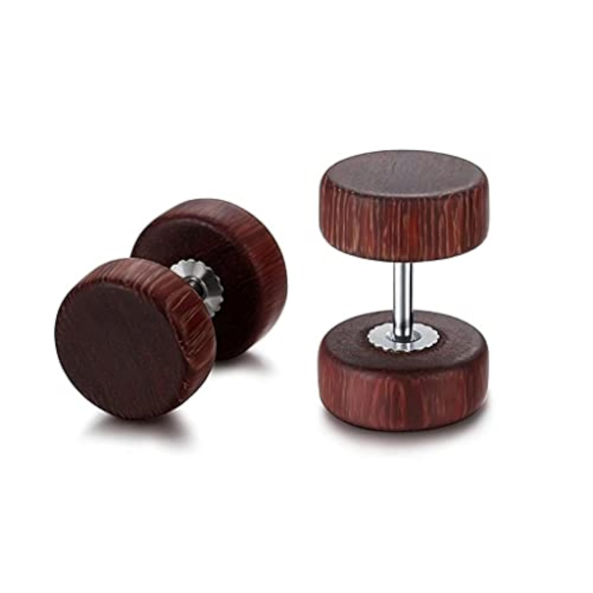 Wooden Stud Earrings for Men and Women, 10mm Brown