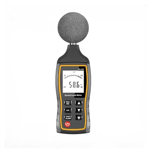 YVAAASIYC Medidor de Nivel de Sonido SW 523 524, Detector de 30 a 130 dB, decibelímetro Digital Profesional, medidor de decibelios de Nivel de Ruido(SW-524)