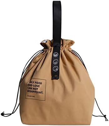 SDNCYE Canvas Drawstring Lunch Bag Reusable Lunch Bag Large Foldable Portable Insulated Handbag Tote bag for Adult Women And Men Work Picnic or Travel(Yellow)