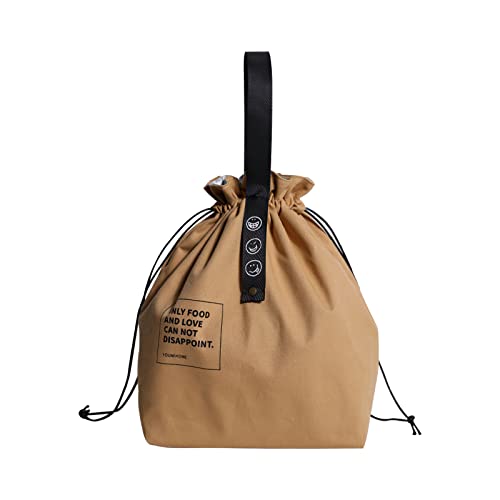 Sdncye Canvas Drawstring Lunch Bag Reusable Lunch Bag Large Foldable Portable Insulated Handbag Tote Bag For Adult Women And Men Work Picnic Or Travel(Yellow) #TOP8