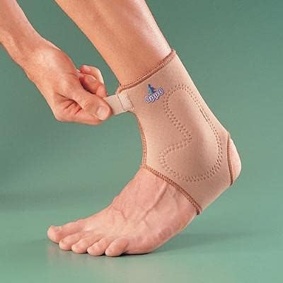Silicone Padded Neoprene ANKLE SUPPORT with Adjustable Compression Strap by OPPO - Ligament Joint Stability / Sprain / Strain / Weak Overstressed Ankles / Relieves Pain / Muscle Stiffness Sleeve / Ankle Swelling Wrap / Rhythmic Massage (M -- 20.6-25.7cm)