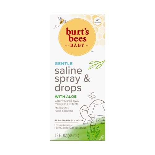 Image of Burt's Bees Baby Saline Spray and Drops, Hypoallergenic, Moisturizing, Flushes Away Mucus for Ages 3 Months and Up, White, 1.5 Fl Oz