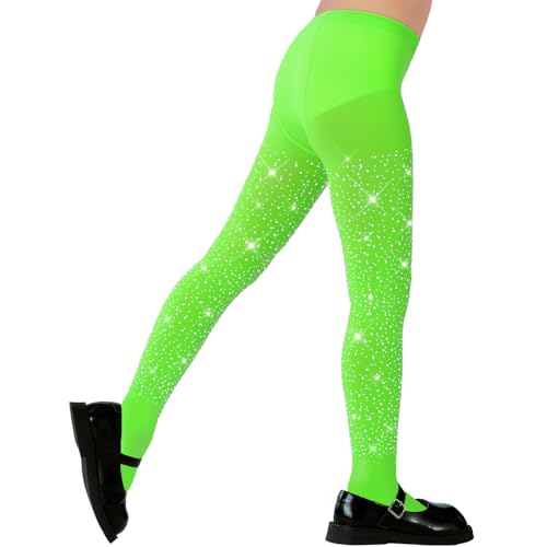 Girls Semi Opaque Footed Tights with Rhinestone Microfiber Ballet Dance leggings Ultra Soft