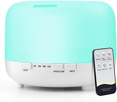Aromatherapy Essential Oil Diffuser for Room: 500ml Aroma Air Humidifier Remote Control for Home Large & Small Rooms - Ultrasonic Cool Mist Diffusers Oils Vaporizer with Light & Timer Bedroom Office