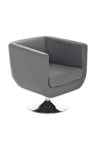 CLP Butaca De Salón Colorado V2 En Simil Cuero | Sillón Giratorio con Base Metálica | Silla Estilo Lounge Acolchada I Color:, Color:Gris