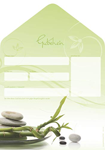 Gutscheinkarten (10 Stück) - Geschenkgutscheine für Physiotherapie, Yoga, Wellness - DIN lang Faltkarte verschließbar