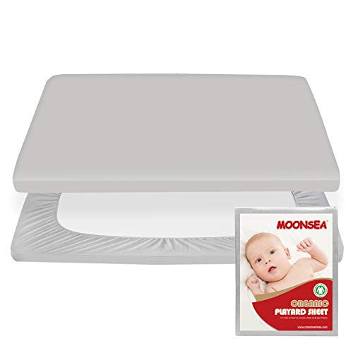 Pack N Play Fitted Sheet, 100% Cotton, Stretchy Pack N Play Sheets, Ultra Soft Breathable Mini Crib Sheets, Convertible Playard Mattress Cover, Hypoallergenic Playard Playpen Sheet, Grey #TOP4