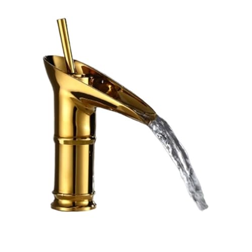 Grifo lavabo clásico antisalpicaduras monomando bronce efecto cascada 2