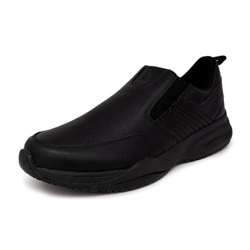 Nautica Slip On Black Non Slip Work Shoes, Safety Water Resistant Chef Kitchen Trabajo Zapatos Restaurant or Food Service Sneakers - Comfortable and Lightweight for Men and Women-Orwell-Black-9
